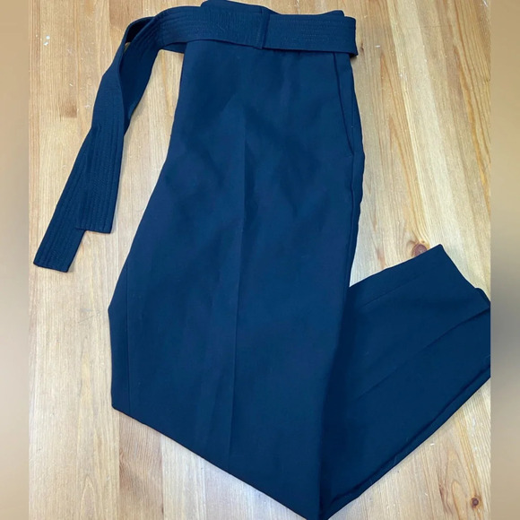 Womans Dress Pant Removable Belt w/ Stitch Detail Slim Leg Black Size 12 - Picture 8 of 10